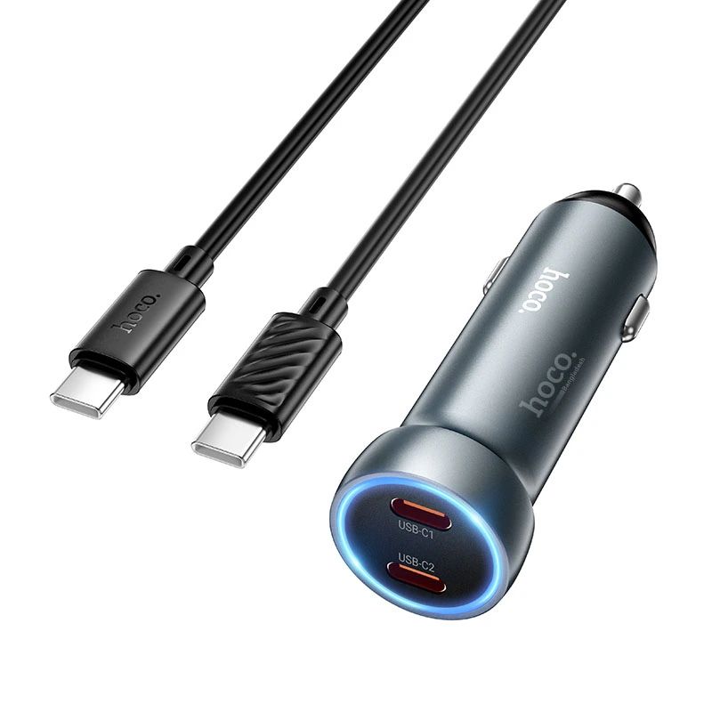 Hoco Z54B PD 60W Dual-port Car Charger Set with Type C to Type C Cable