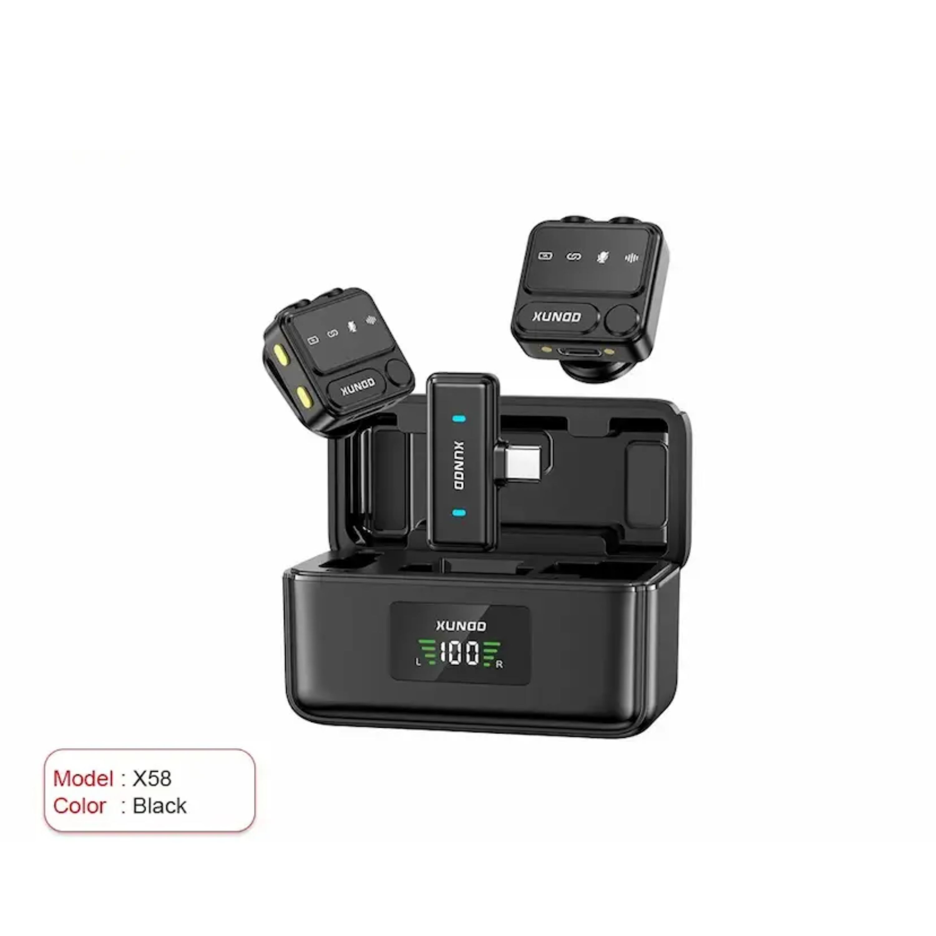 XUNDD X58 Mini Wireless Lavalier Microphone (2TX + 1RX)