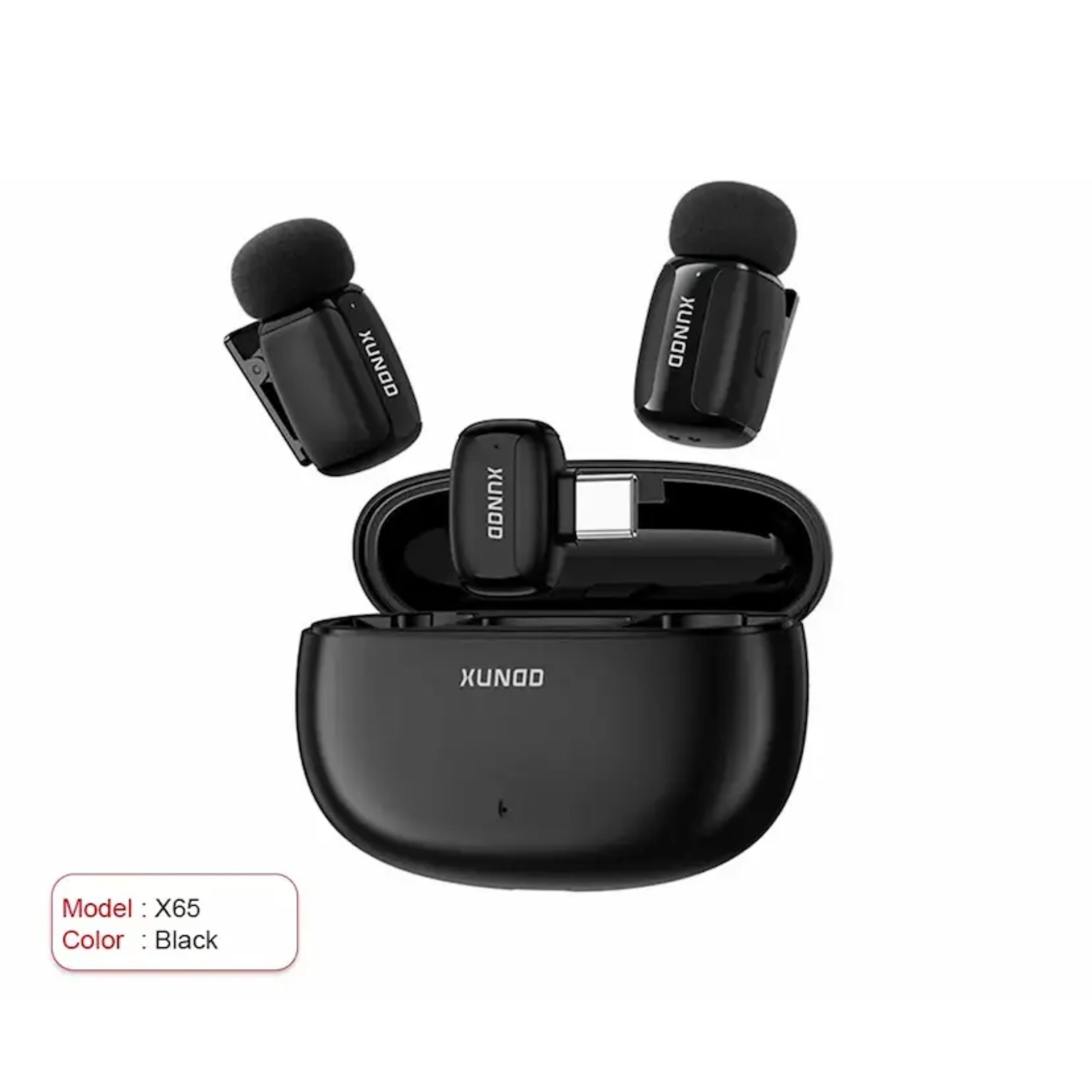 XUNDD X65 Wireless Mini Microphone (2TX + 1RX)